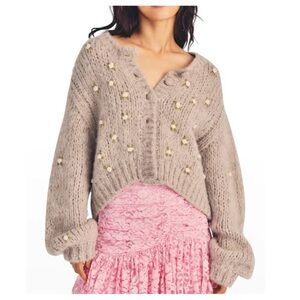 Loveshackfancy embroidered Lilac cardigan S